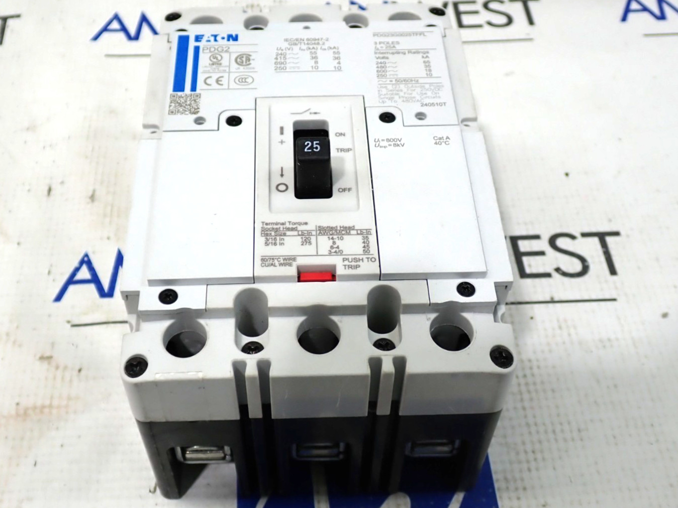Eaton PDG23G0025TFFL 3 Pole 25 Amp 600 Volt 35kA@480V Circuit Breaker – Tested