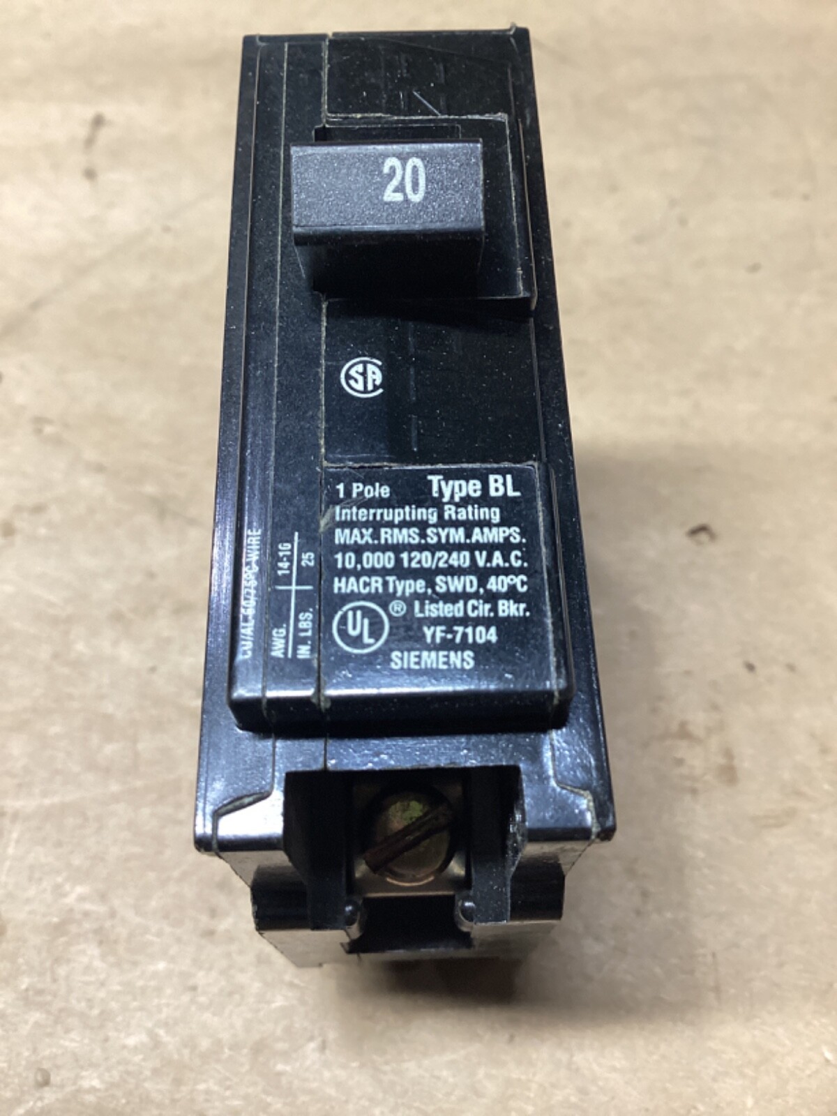 LOT OF 2 SIEMENS BL120 BREAKER 20A 1POLE #101M106*CO