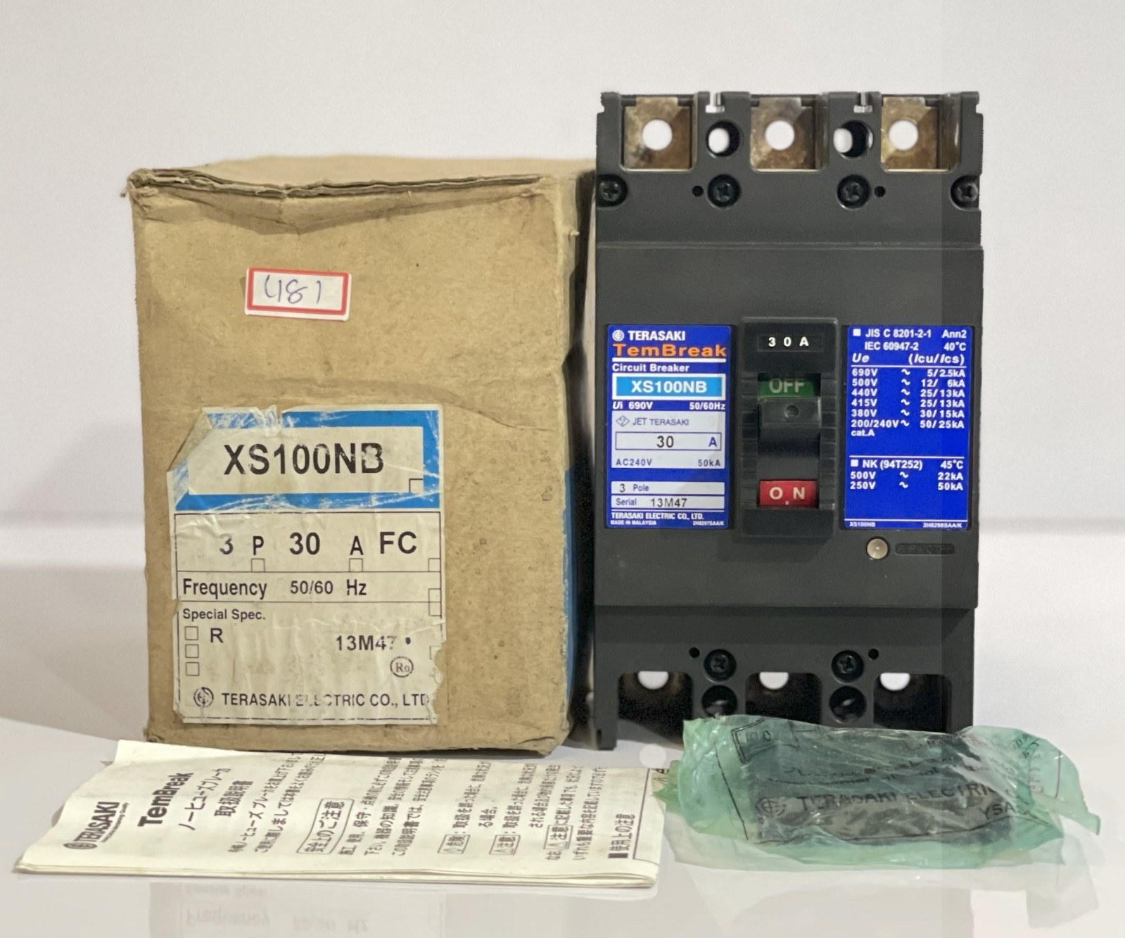 TERASAKI TEMBREAK XS100NB CIRCUIT BREAKER 30A 440VAC 25KA FREE FAST SHIPPING