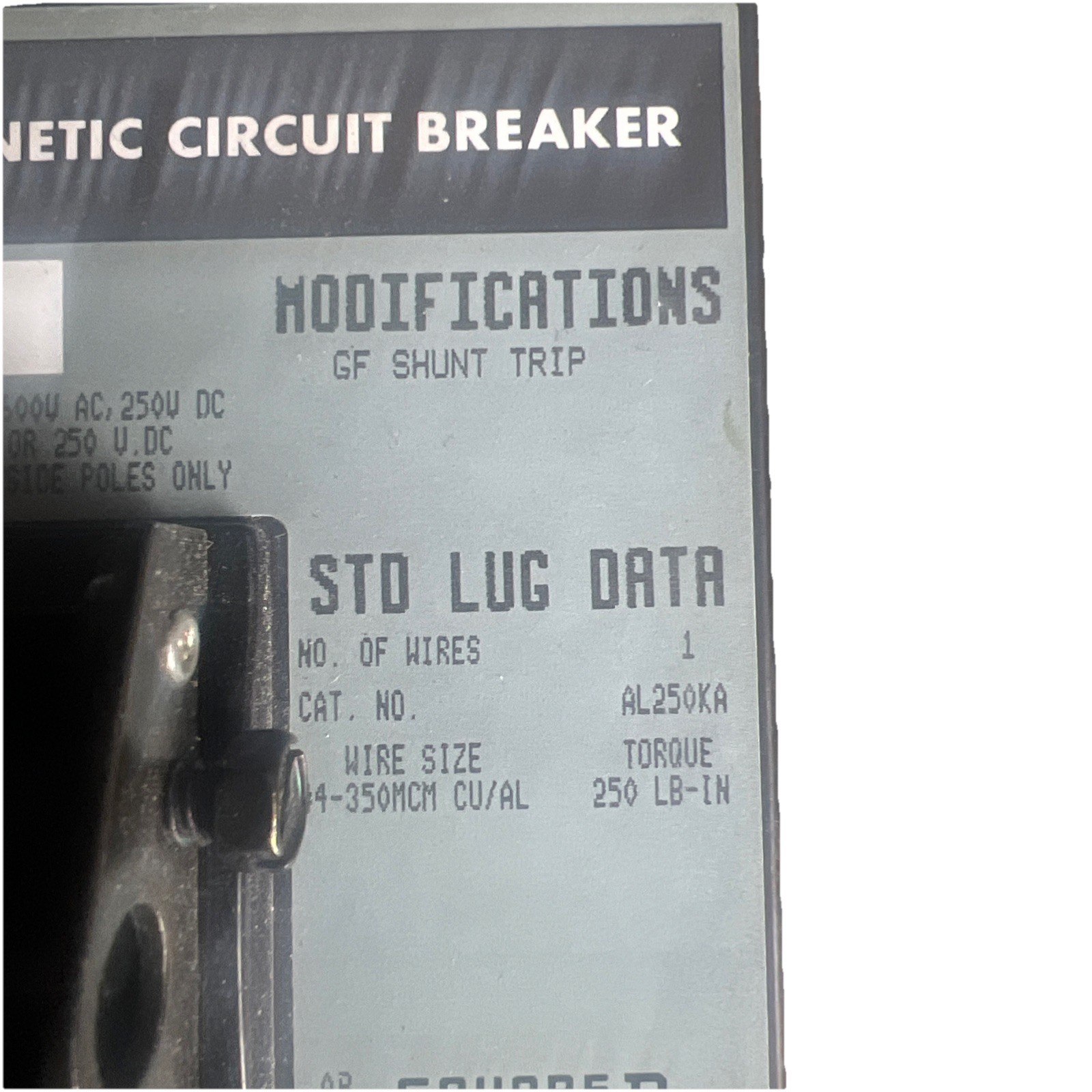 Square D KA36200G Circuit Breaker 200A 600V 3P 250 Amp Ground Fault **FREE SHIP*