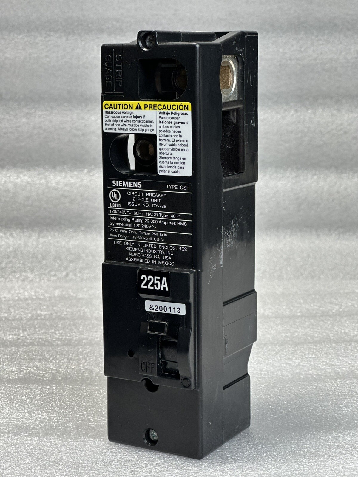 QS2225H SIEMENS 225AMP 2 POLE 120/240V CIRCUIT BREAKER NEW