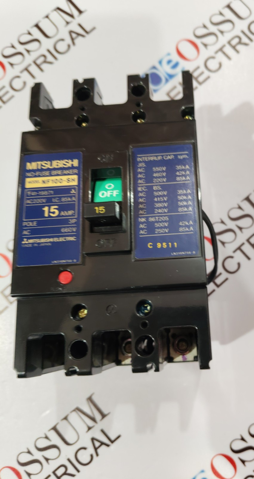 MITSUBISHI ELECTRIC NF100-SH CIRCUIT BREAKER 15A 3POLE 440VAC 50KA FAST SHIP