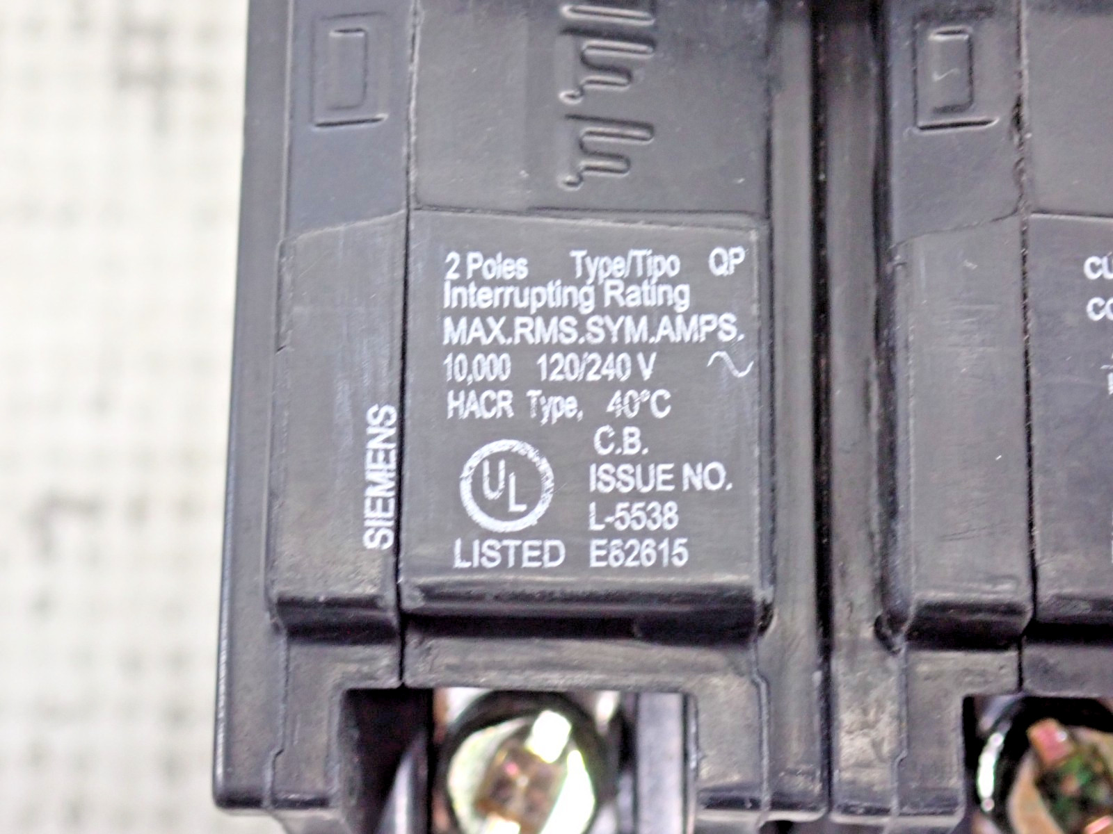 Siemens Q245 45 Amp 2 Pole 120/240V Plug in Circuit Breaker Tested