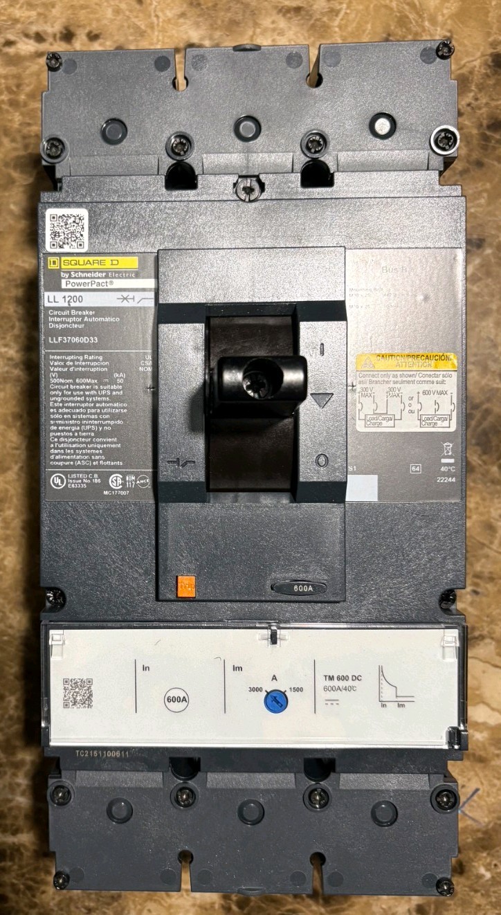 SQUARE D LLF37060D33 , PowerPact BREAKER, 3p /600vdc/ 600A, N/NIB! MAKE OFFER!