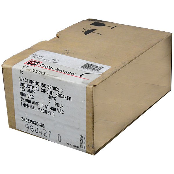 FD2125L Eaton/Cutler Hammer 125A 600V 2P Circuit Breaker -New -SES