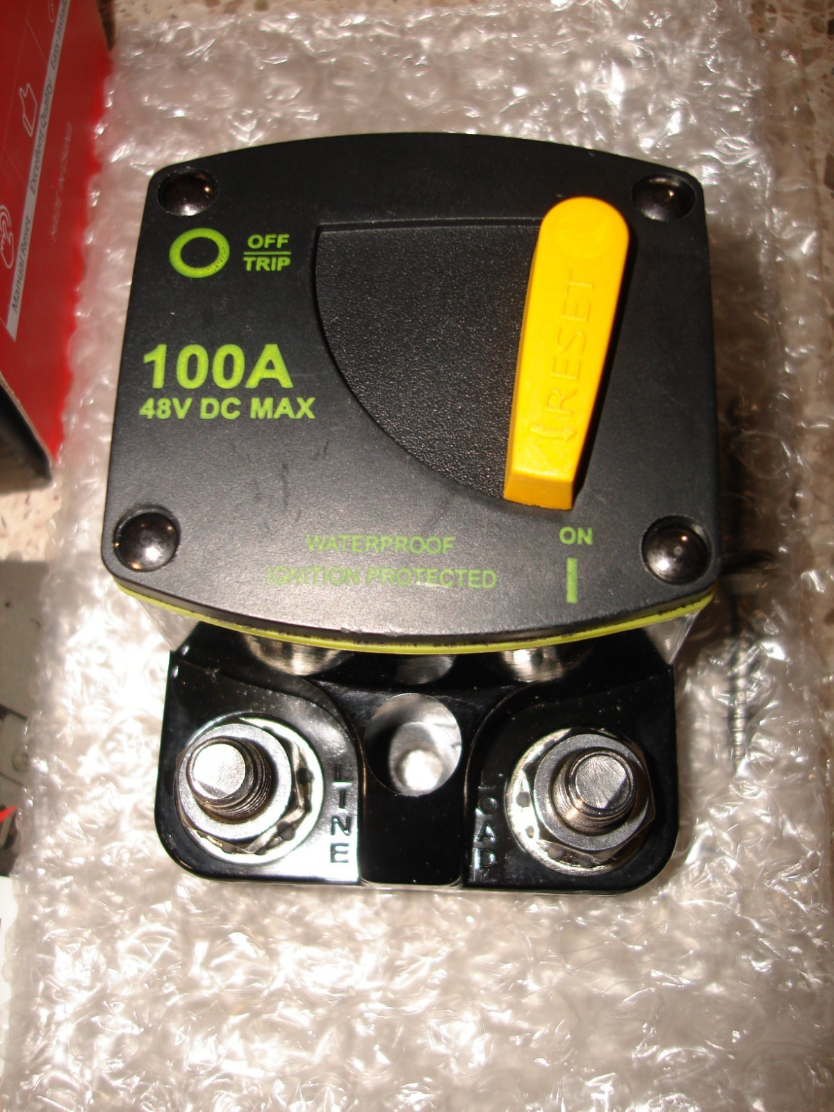 NEW Red Wolf 100A Circuit Breaker DC 12-48V W/Manual Reset Manual Reset