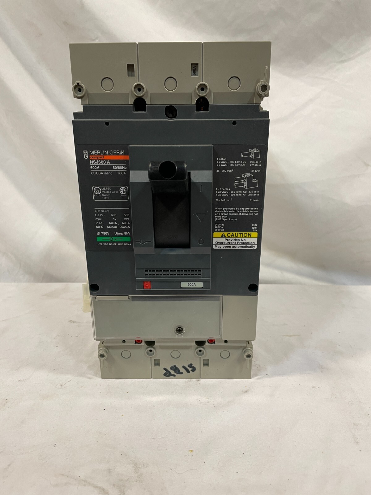 Merlin Gerin NSJ600A 600A Plug In Compact Molded Case Switch NSJ600 600 Amp