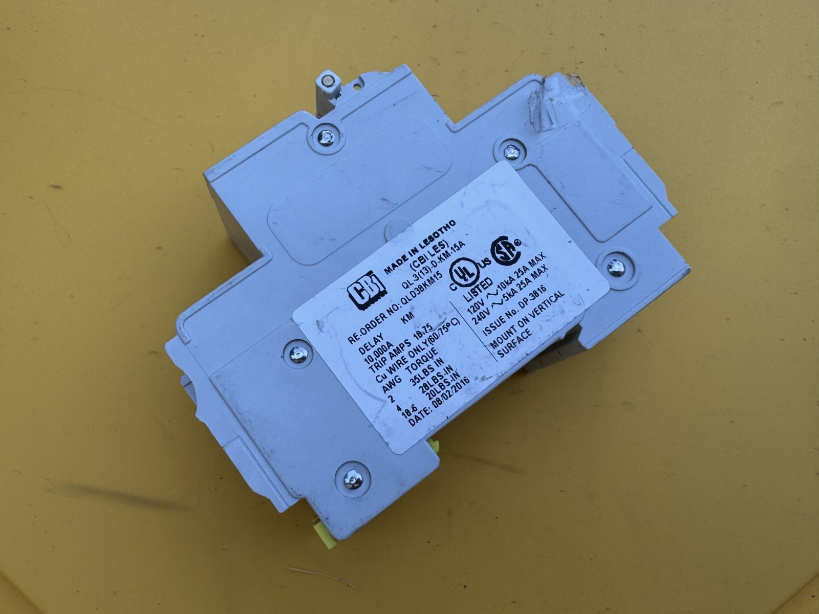 CBI QLD38KM15 Circuit Breaker 3-Pole 15A QL-3(13)-DM-KM-15A