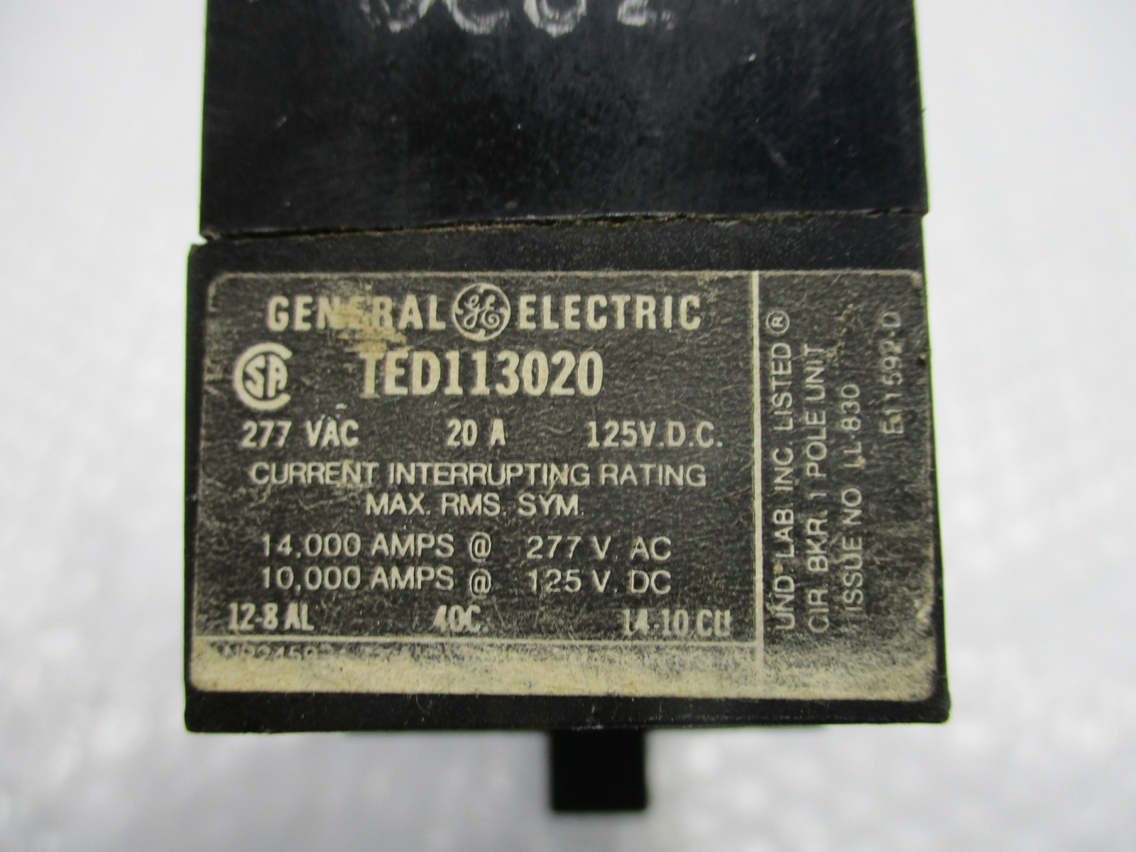 GENERAL ELECTRIC TED113020 BREAKER 1POLE 20AMP NSNP