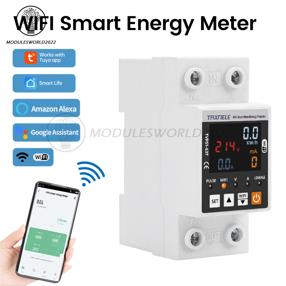 Tuya WIFI Smart Power Protector Overvoltage Leakage Protection Energy Meter