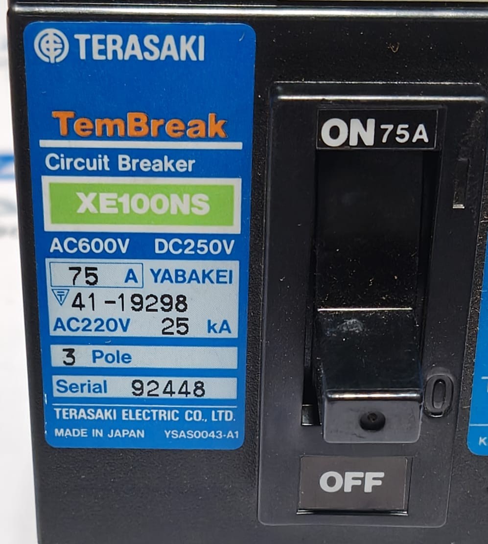 NEW IN BOX TERASAKI XE100NS 3 POLE 75 AMP TemBreak CIRCUIT BREAKER AC600V DC250V