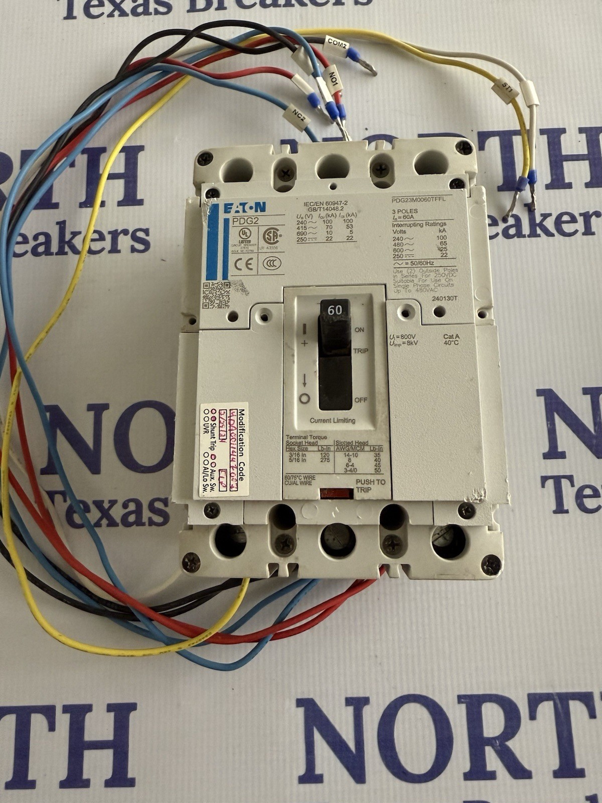 1) New Take Out EATON PDG23M0060TFFL 60A 600V 65kA@480V CIRCUIT BREAKER