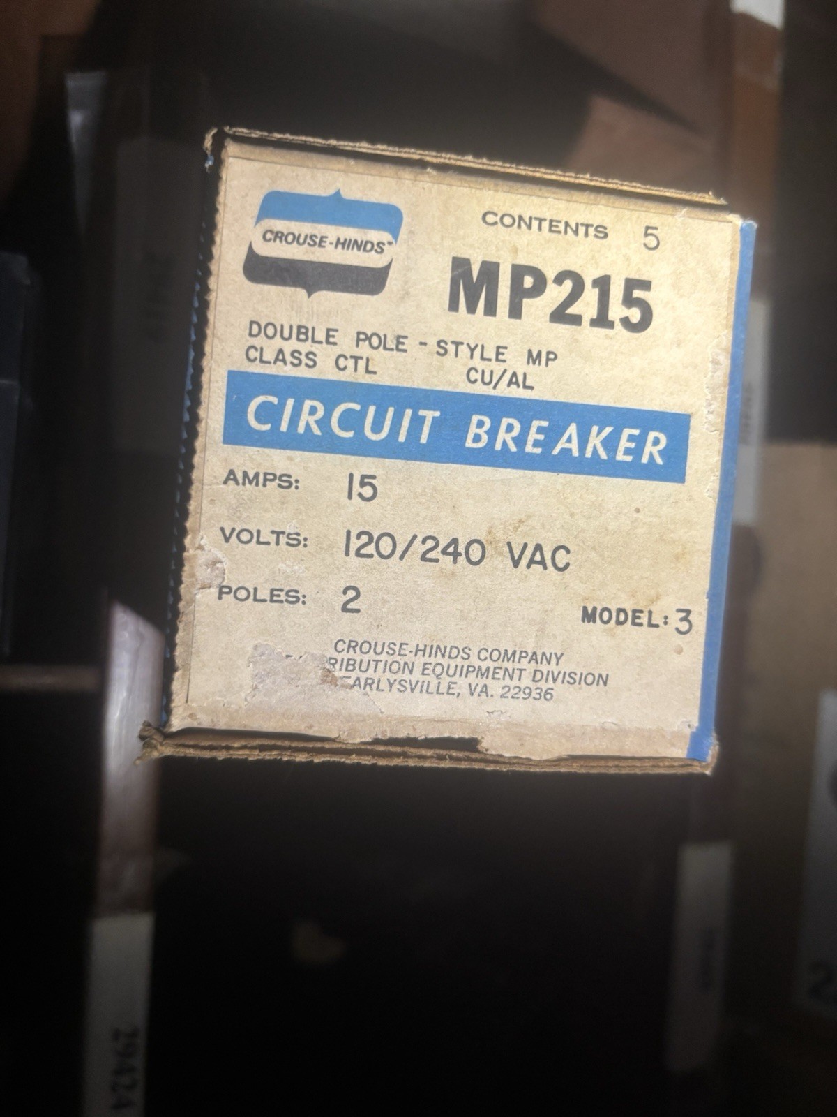 Crouse-Hinds MH115R 15Amp 120v Circuit Breaker Right Hook brand new (10 Pack)