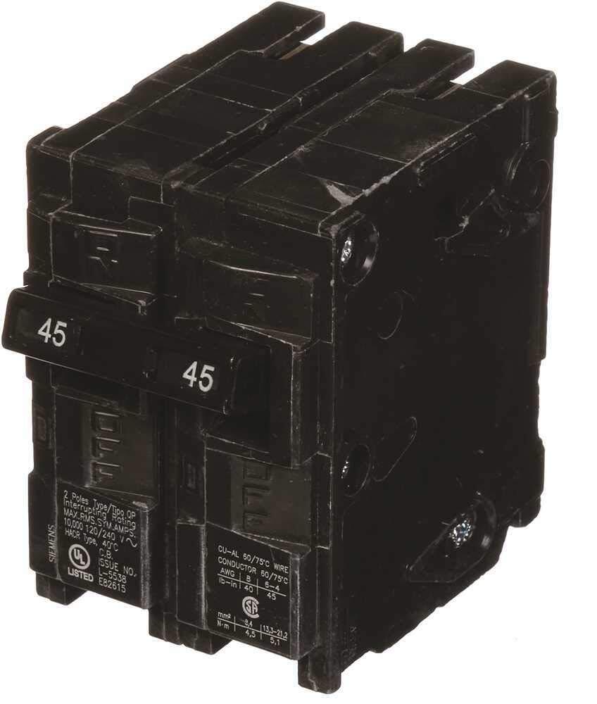 Siemens 45 Amp Double Pole Circuit Breaker 240V Type QP 10000 AIC Rating