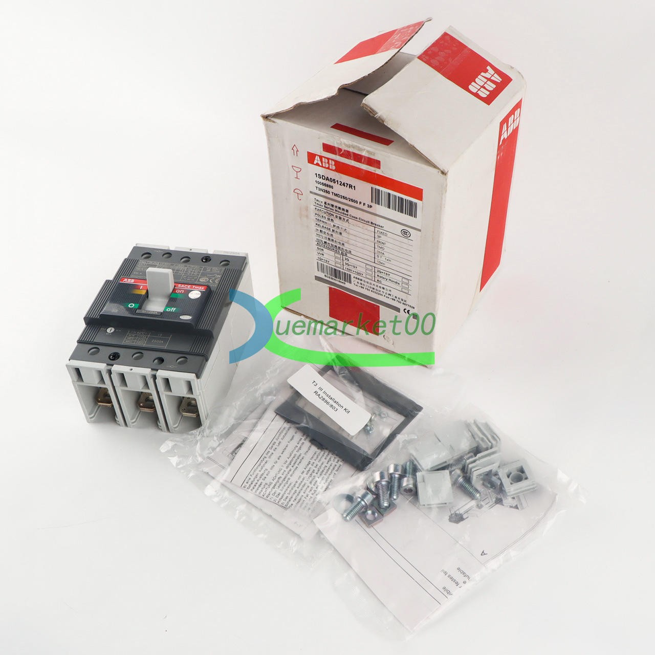 One New ABB TMAX T3N250 TMD250/2500 FF 3P 250A 1SDA051247R1 Circuit Breaker