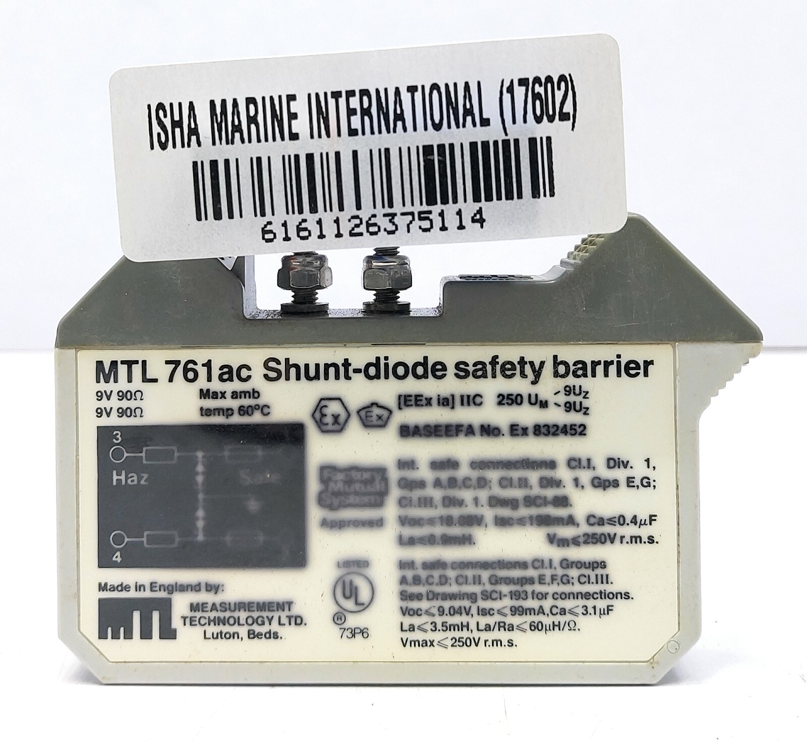Measurement Technology Ltd. MTL761ac Shunt-Diode Safety Barrier