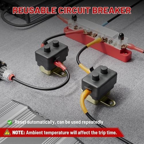 RED WOLF (20A 4PCS) DC 12V-24V Automatic Reset Circuit Breaker #10-32 Stud Bo…