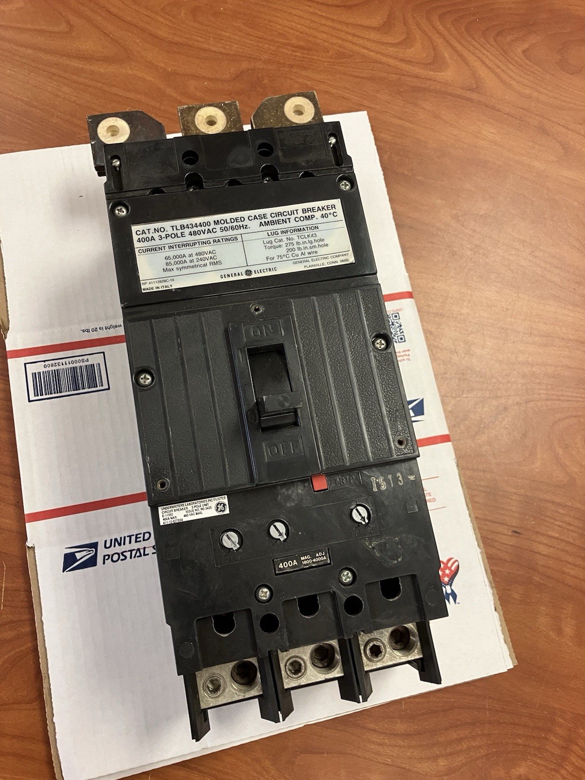 GE Circuit Breaker TLB434400 3-Pole 400A 480VAC 50/60Hz FREE SHIPPING