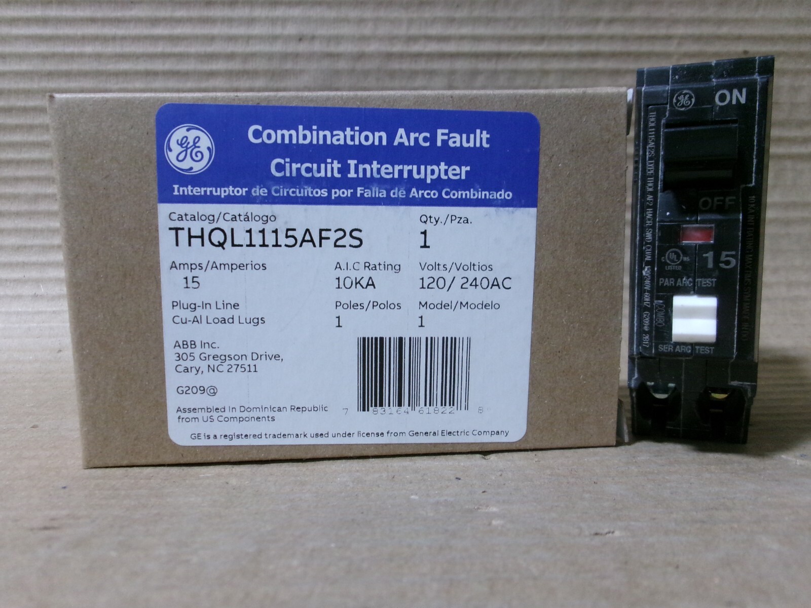 New General Electric THQL THQL1115AF2S 1 pole 15 amp 120/240V Arc Fault Breaker