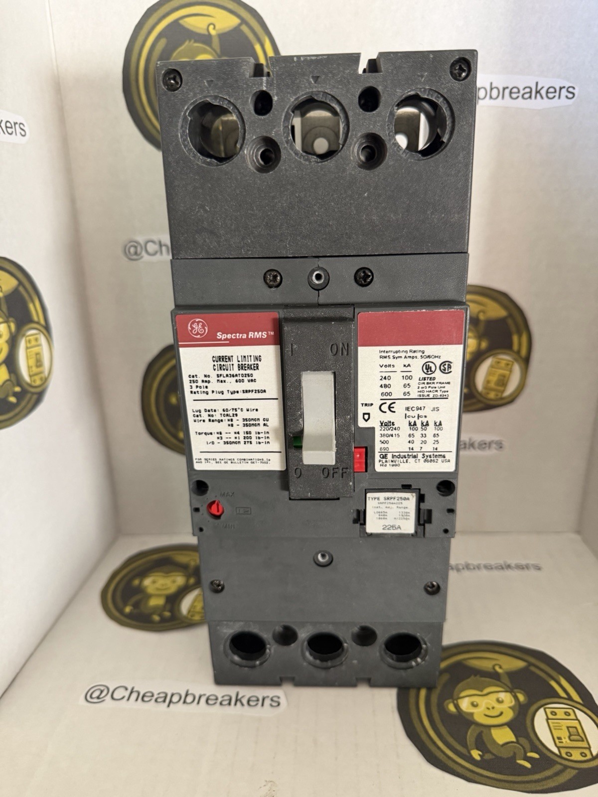 GE Spectra SFLA36AT0250 250A 3-Pole 65k Circuit Breaker Multiple Rating Plug