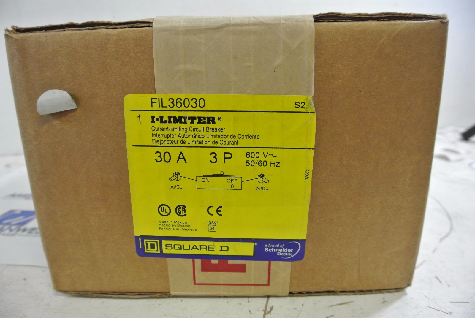Square D FIL36030 3 Pole 600 Volt 30 Amp I-Limiter Circuit Breaker NEW IN BOX