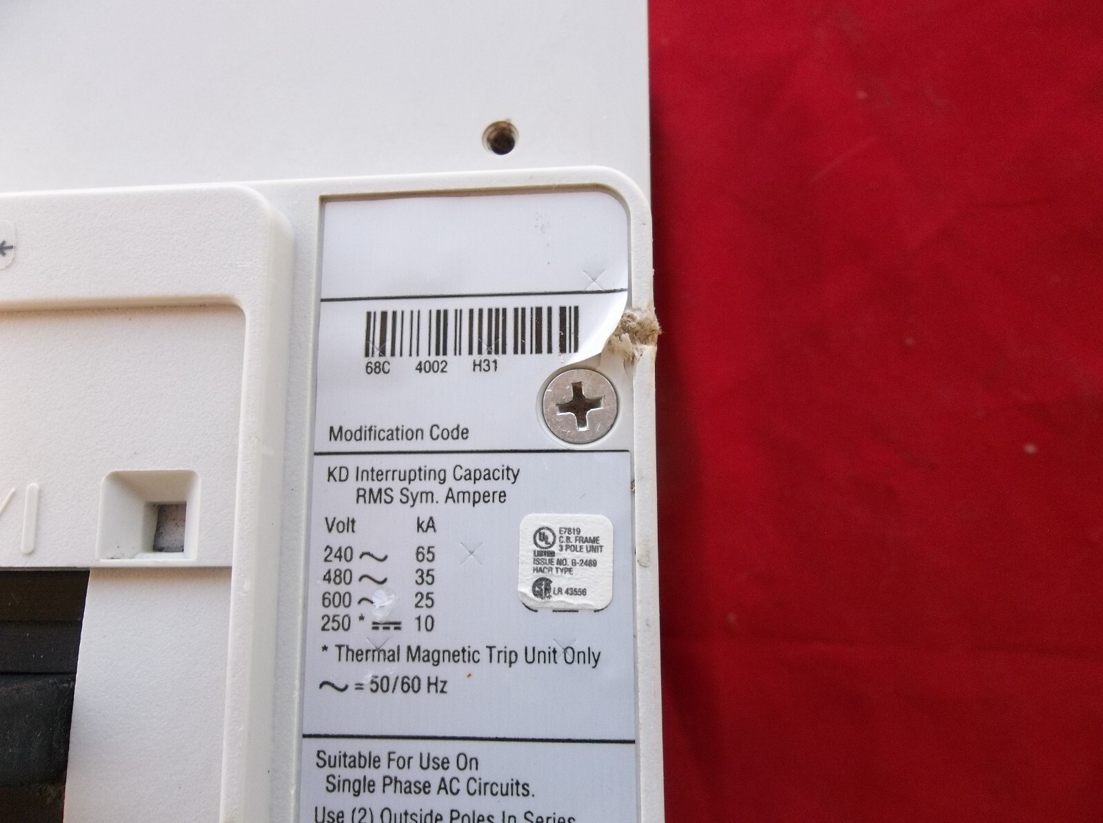 EATON KD3400F circuit breaker 9 20 7