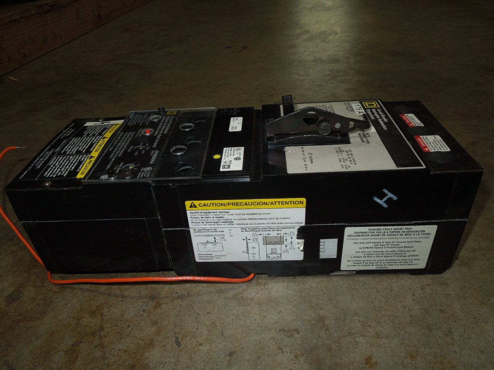 Square D KHL36175G 175A 3p 600V Circuit Breaker GFM250KA Ground Fault Module