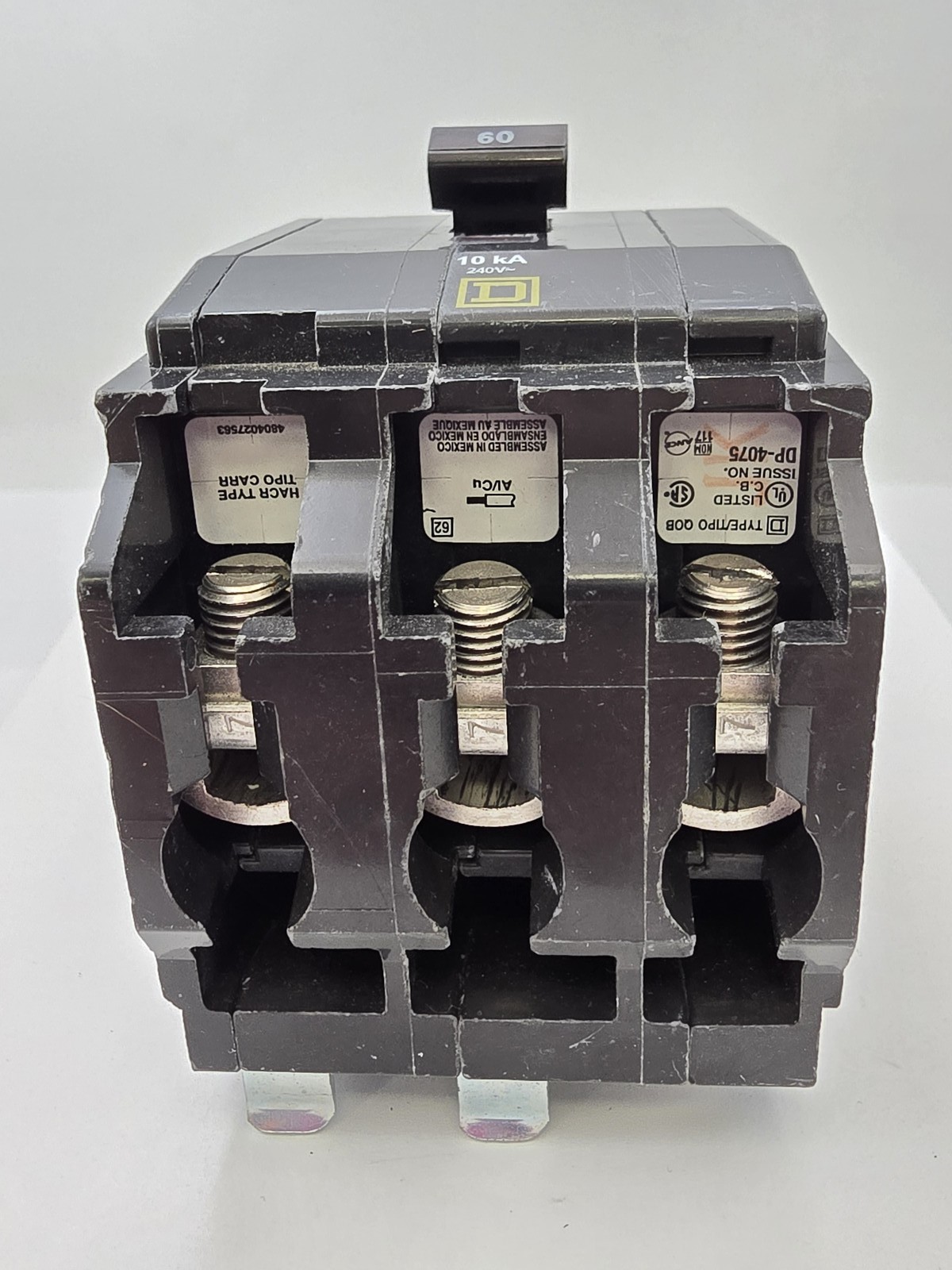 Square D QOB360 Bolt-On Circuit Breaker 3P 60A 240V 10kA QOB 60 Amp 3 Pole