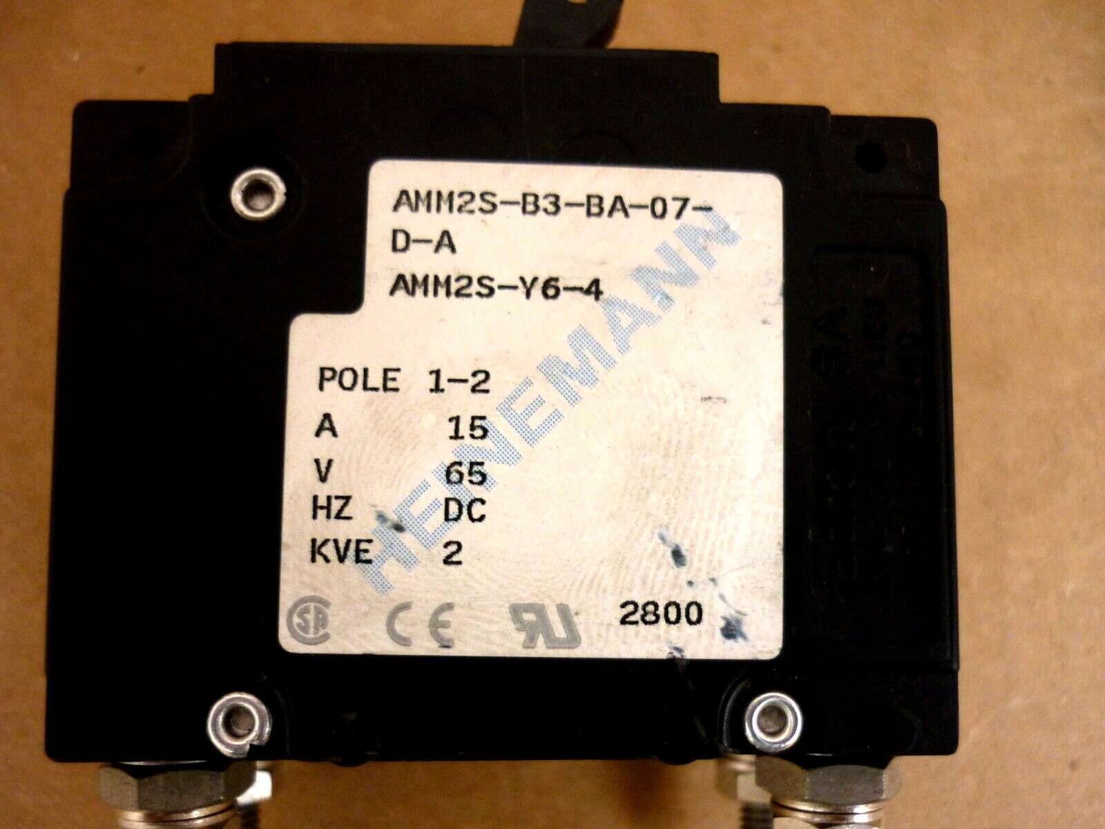 Eaton Heinemann AMM2S Pole 1-2 15A, 65V, HZ DC, 2KVE