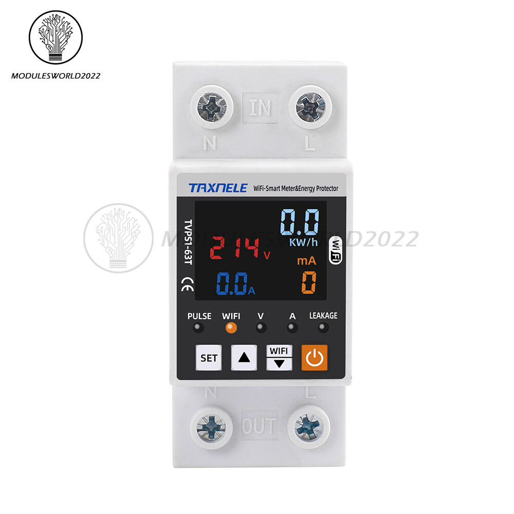 Tuya WIFI Smart Power Protector Overvoltage Leakage Protection Energy Meter