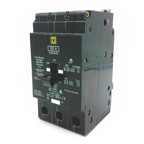 EDB34125 SQD E FRAME 3 POLE 125 AMP 480Y/277 VAC 18KA @ 480V 25KA MAX NEW