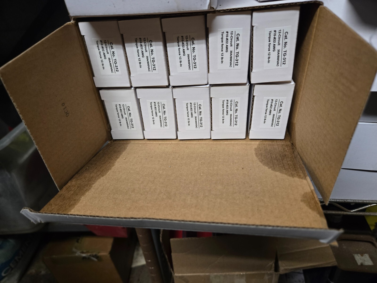 BOX OF 10 Terminal Strip: 10 AWG For Max Wire Size, 30 A Current, 12 Poles 6YH68