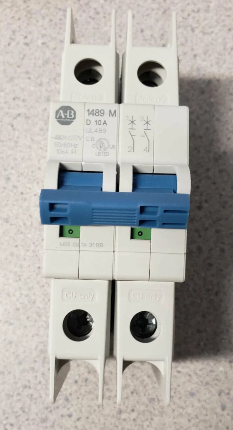 ALLEN BRADLEY, 1489-M2D100: Miniature Circuit Breaker, 2 Pole, 10A, DIN Mount