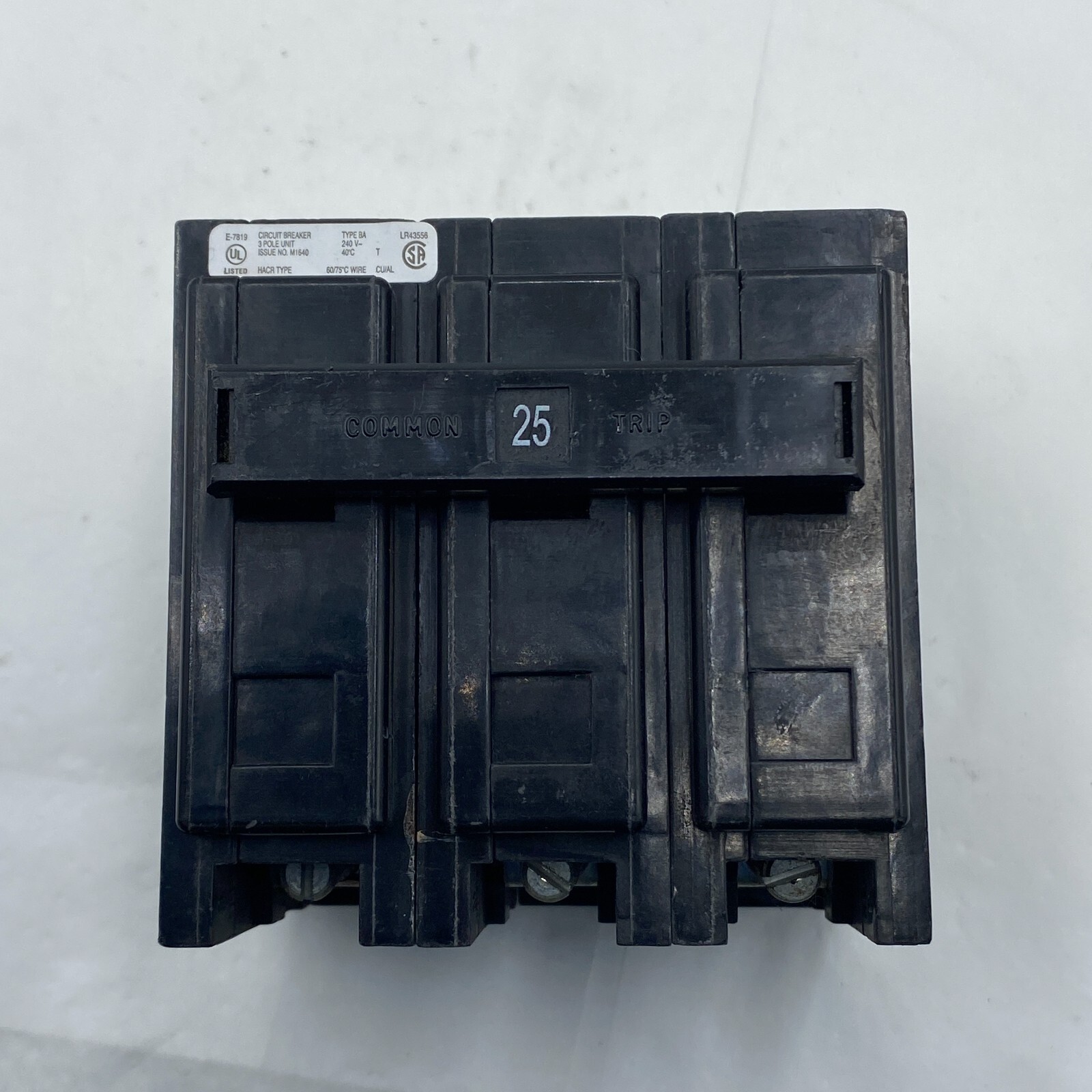 EATON BAB3025H CIRCUIT BREAKER 3 POLE UNIT TYPE BA 25 AMP 240V 🎯