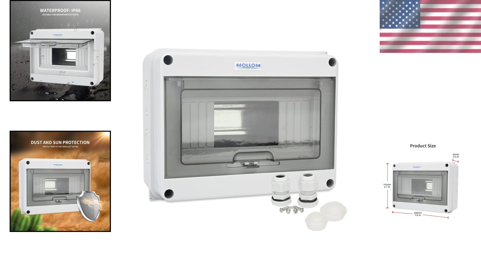 Reliable Indoor & Outdoor 8-Way Circuit Breaker Box with Easy Screw Installation