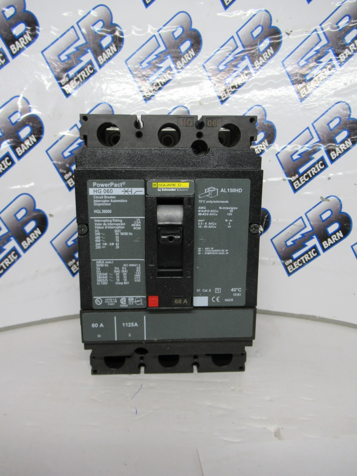 Square D HGL36060 Circuit Breaker 60 Amp 600 Volt 3 Pole 35K -NEW-O