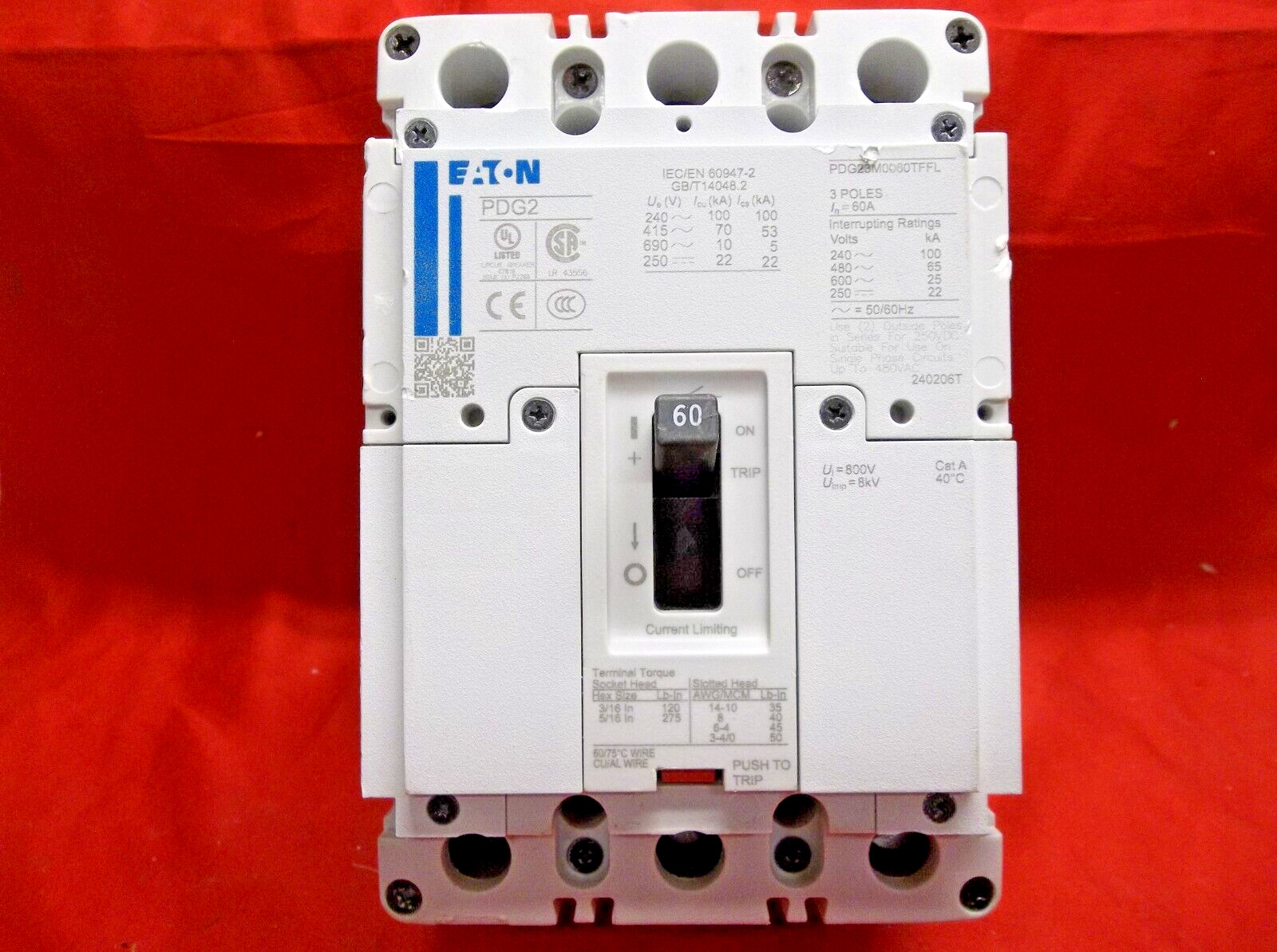 EATON PDG23M0060TFFL circuit breaker 335A6
