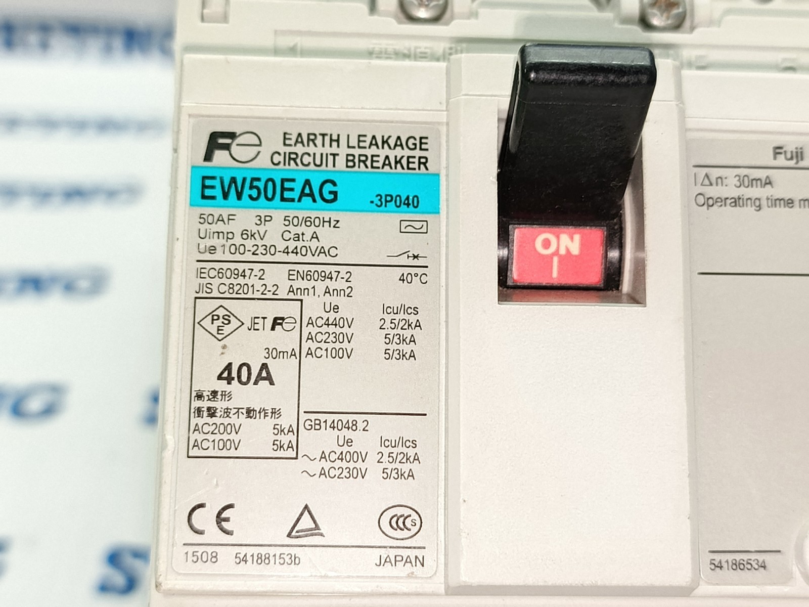 FUJI EW50EAG-3P040 EARTH LEAKAGE CIRCUIT BREAKER FREE FAST SHIP 30D WARRANTY!