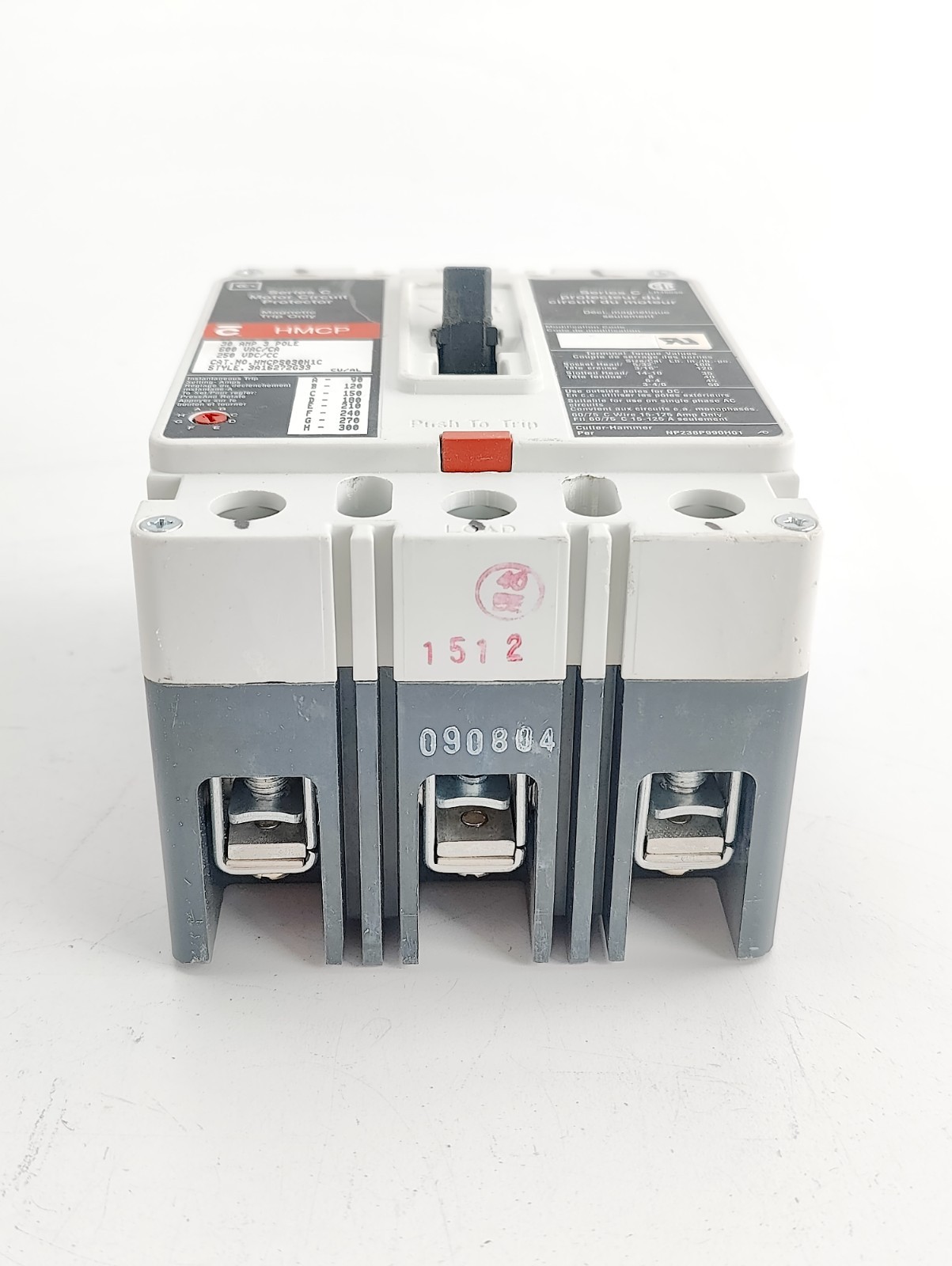 New HMCPS030H1C EATON 30AMP 600VAC/250VDC 3POLE CIRCUIT BREAKER