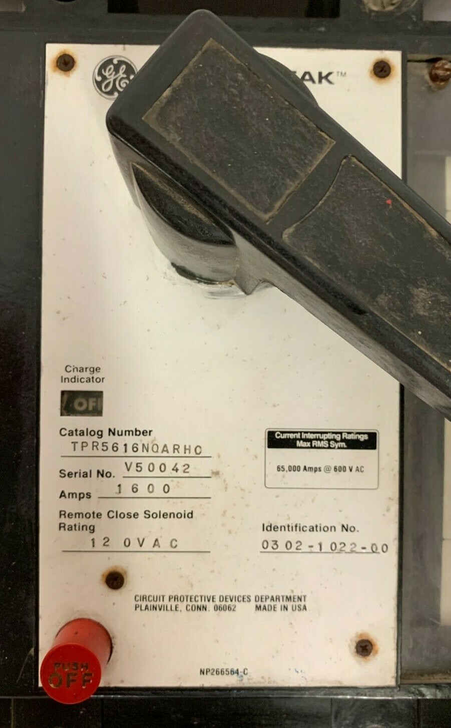GE TPR5616N0ARHC 1600 Amp Circuit breaker S/N# V50042