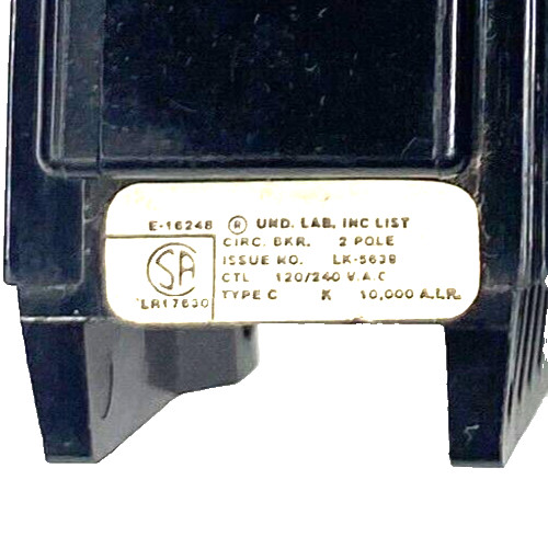 35A GTE Sylvania C-235 Circuit Breaker 35 Amp CTL 2-Pole 10kA@120/240V Type C