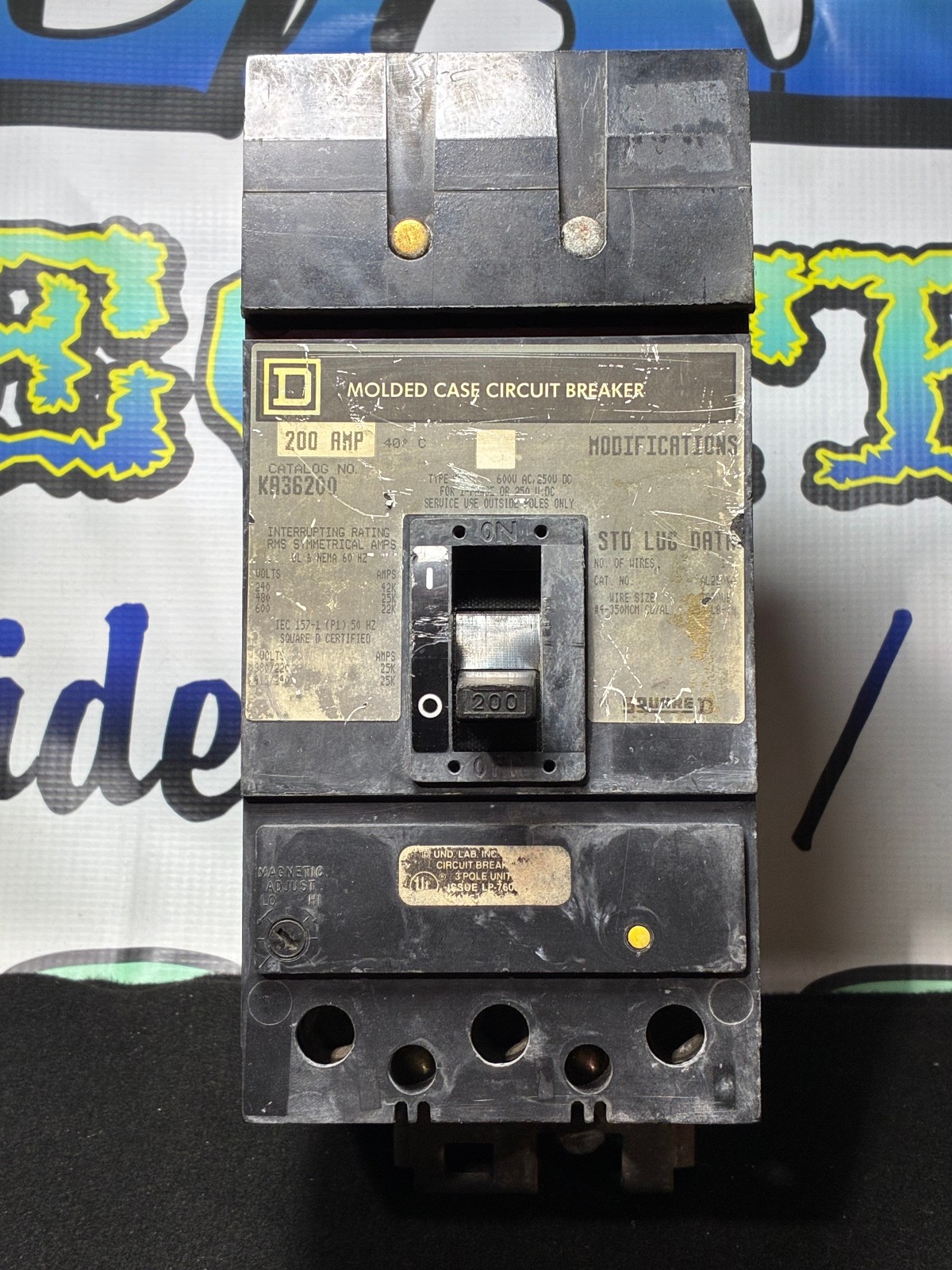 Square D KA36200 200A 600V 3 Pole Circuit Breaker