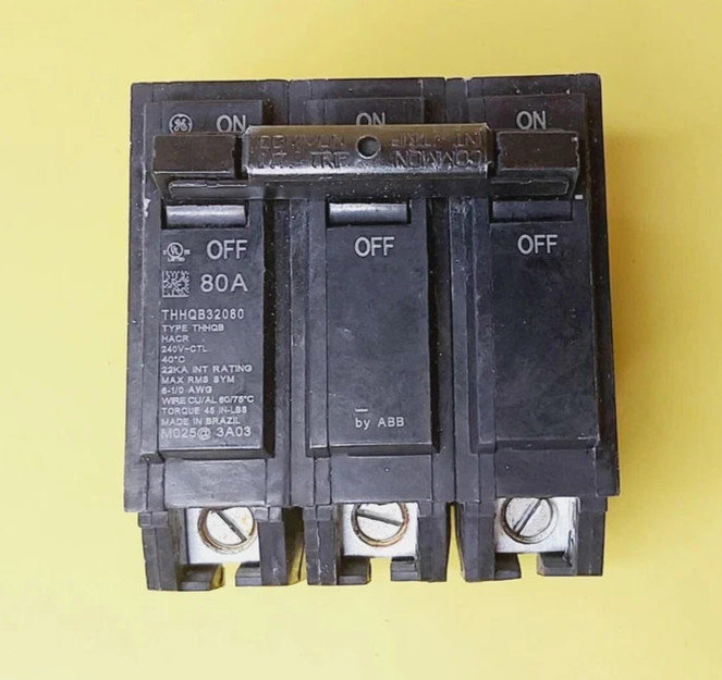 ⚡ GENERAL ELECTRIC GE BY ABB THHQB32080 80A 3POLE 240V BOLT-ON CIRCUIT BREAKER⚡