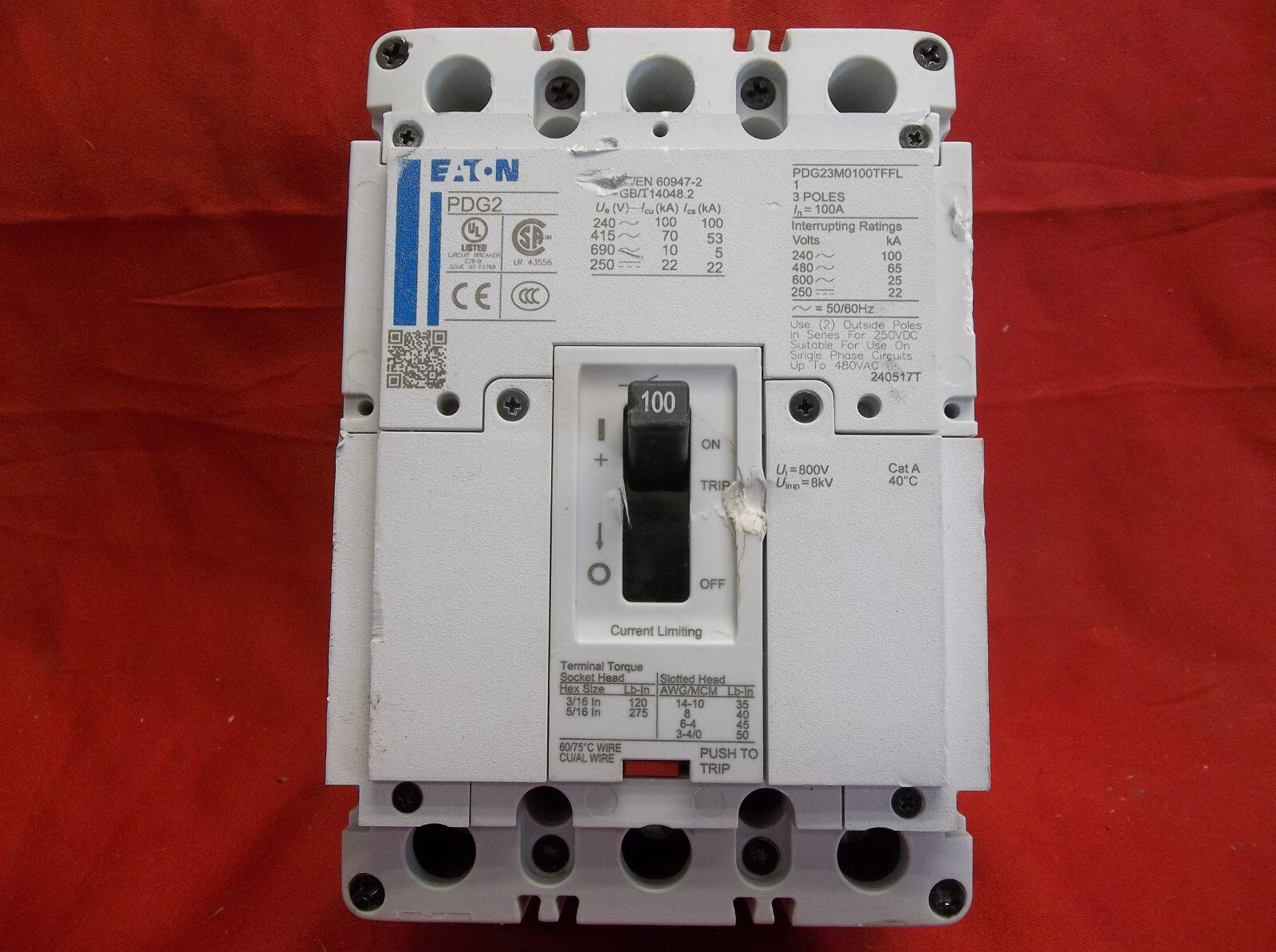 EATON PDG23M0100TFFL circuit breaker 3175B2