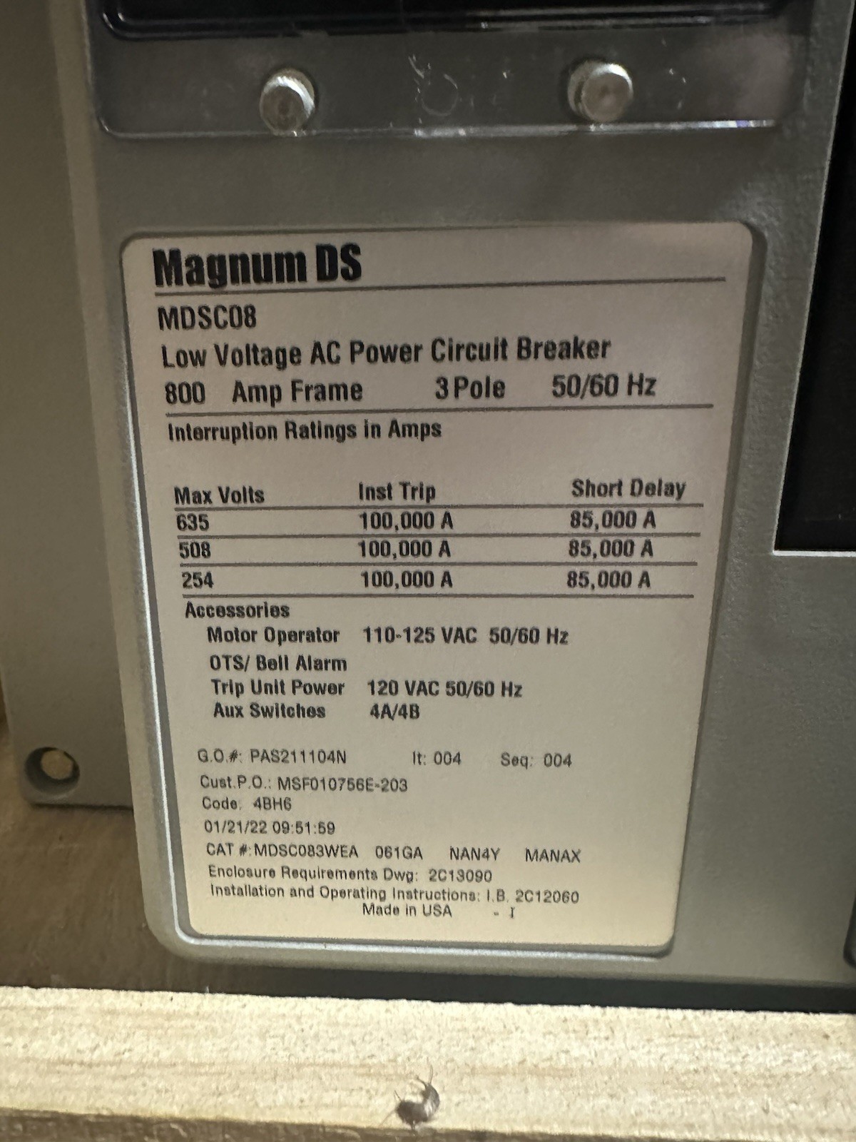 Eaton Magnum DS Mdsc08