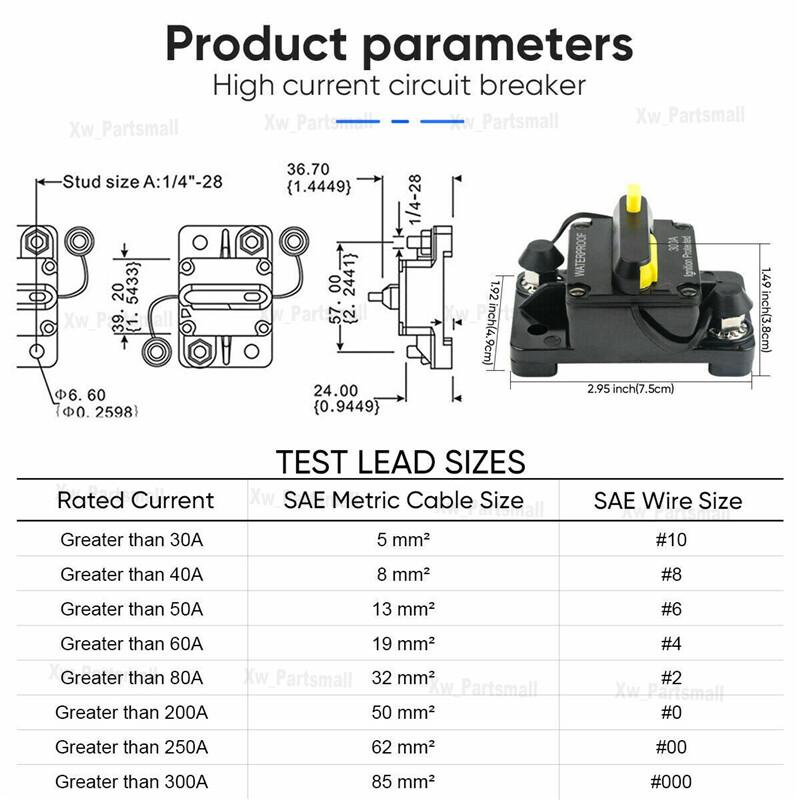 Waterproof Circuit Breaker Fuse Reset 30-150A DC12V-48V Car Boat Auto Breaker