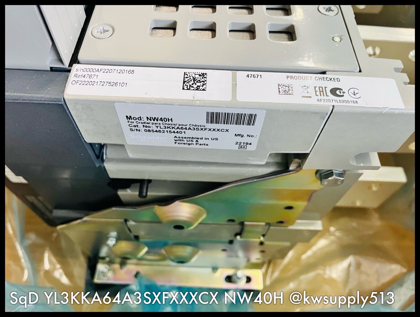 NW40H ~ Square D YL3KKA64A3SXFXXXCX NW40H Micrologic 6.0P ERMS 4000A ~ Surplus