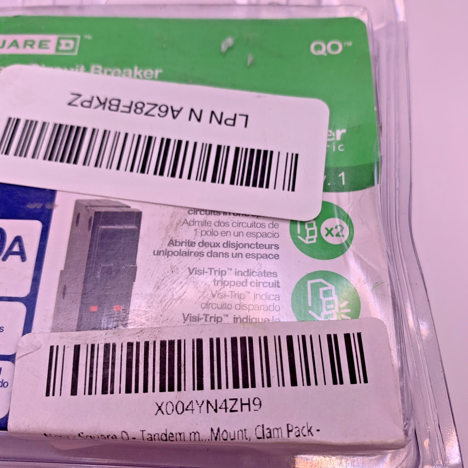Square D Schneider Electric QO2020C Tandem Circuit Breaker 20/20A 120/240V New