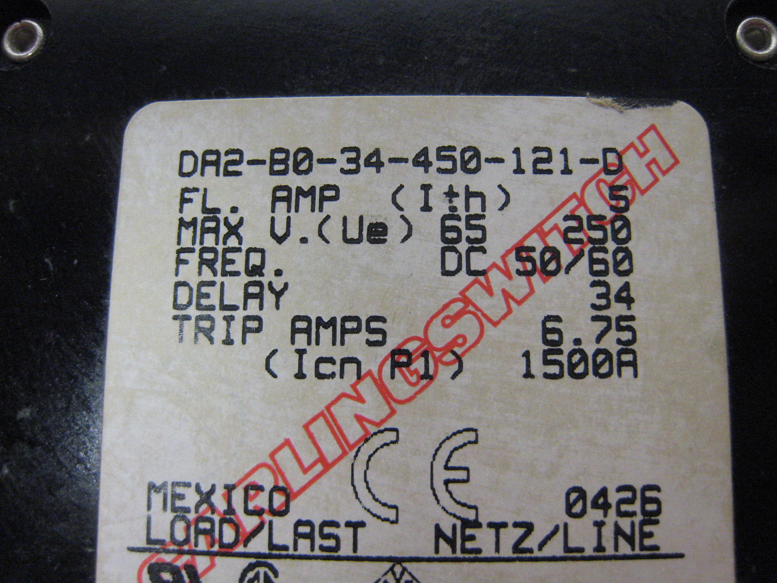 CARLING TECH DA2-B0-450-121-D MEDIUM DELAY CIRCUIT BREAKER FREE SHIPPING