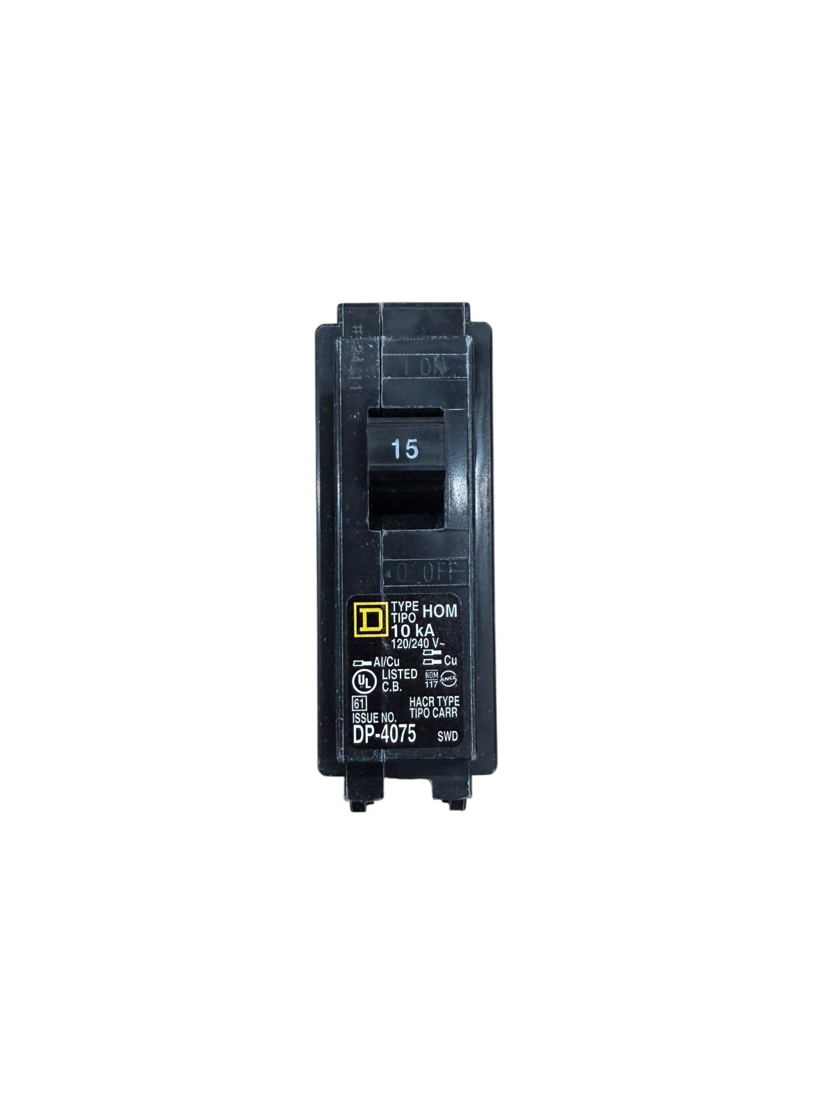 Square D HOM115 – 15 Amp – 1 Pole – Plug On – Circuit Breaker